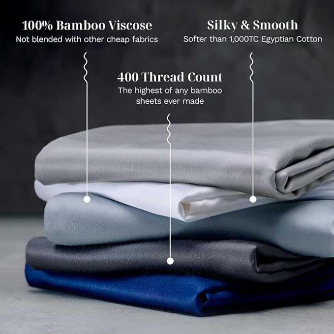 LUXOME Luxury Sheet Set | 100% Rayon (Viscose) from Bamboo | California King - Surf | Deep Pockets | 4-Piece Set (Fitted, Flat, 2 Pillowcases)