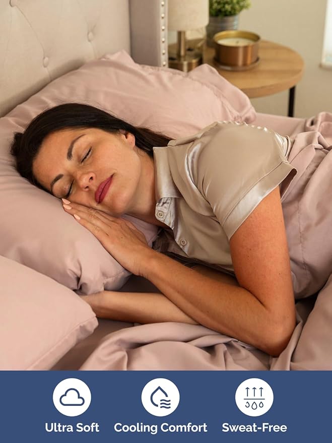 Extra Deep Cal King Sheet Set - 6 Piece Breathable & Cooling Sheets - Hotel Luxury Bed Sheets Set - Easy & Secure Fit - Soft, Wrinkle Free & Comfy Sheets Set - Mauve Sheet Set with Extra Deep Pockets