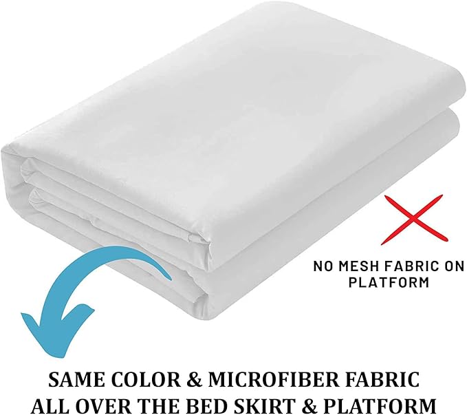 Ruffled Bed Skirt with Split Corners, White, Queen 24 Inch Drop Bedskirt, Hotel Quality Brushed Microfiber Wrinkle Free Dust Ruffle Bed Skirt Queen Size