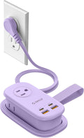 ORICO 65W GaN Travel Power Strip with 7-in-1 Charging Ports (3 AC Outlets/2 USB-A/2 USB-C), Flat Plug and 4FT Extension Cord, Fast Charger for MacBook Pro/Air, iPad Pro, iPhone 17/16/15- AP3