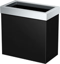 Gatco Modern Rectangle Wastebasket, Matte Black and Chrome Combo - Stainless Steel Trash Can with Removable Lid, Leakproof, 3 Gallon Capacity for Bathroom, Bedroom, Kitchen, or Office