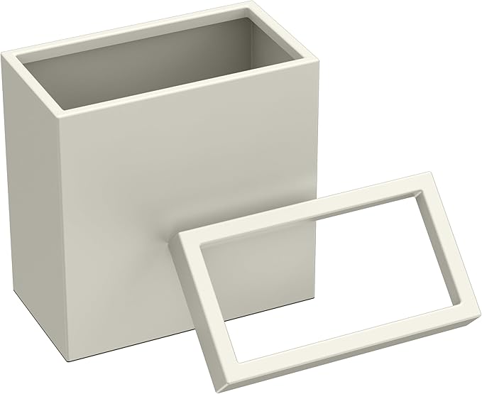 Gatco Modern Rectangle Wastebasket, Matte Pearl - Stainless Steel Trash Can with Removable Lid, Leakproof, 3 Gallon Capacity for Bathroom, Bedroom, Kitchen, or Office