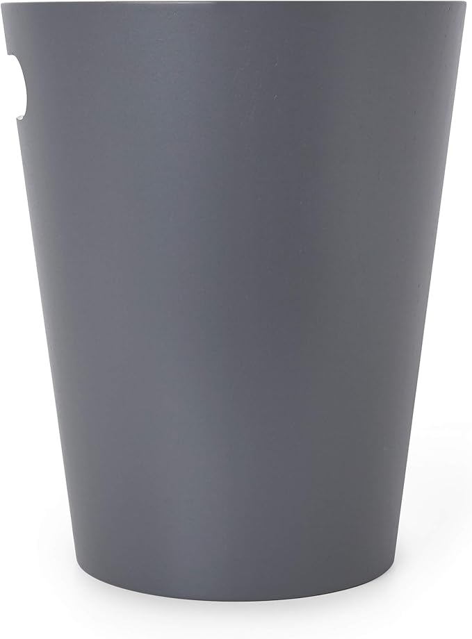Umbra Woodrow 2-Gallon Modern Wooden Trash Can Wastebasket, Attractive Bin for Garbage or Recycling, Suitable for Home or Office, Dark Grey/Natural