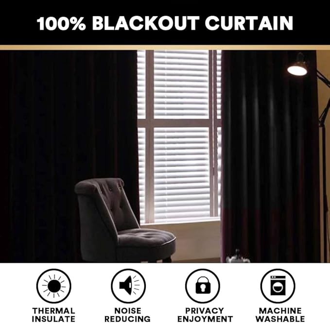 PrinceDeco Linen Blackout Curtains 100% Blackout Curtains 108 Inches Long Linen Look Patio Door Curtains Thermal Insulated Door Curtain for Living Room/Bedroom,W100 X L108 Inch, Natural