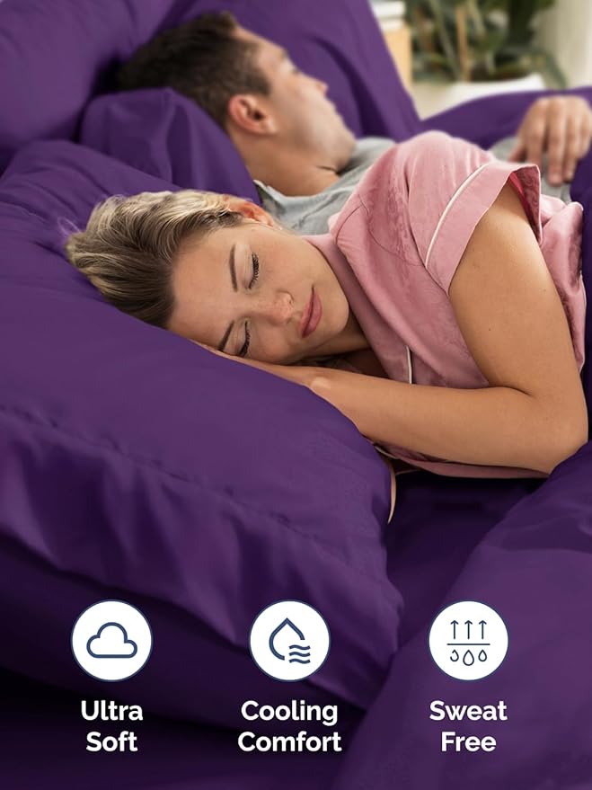 Extra Deep Cal King Sheet Set - 6 Piece Breathable & Cooling Sheets - Hotel Luxury Bed Sheets Set - Easy & Secure Fit - Soft, Wrinkle Free & Comfy Sheets Set - Purple Sheet Set with Extra Deep Pockets