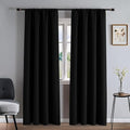 Blackout Curtains 90 Inches Long 2 Panels Set, Black Curtains Thermal Insulated Room Darkening Drapes for Bedroom, Rod Pocket Light Blocking Drapes Living Room Windows(52W × 90L, Black)