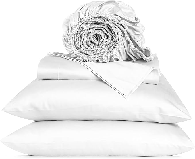 URBANHUT 800 Thread Count 100% Cotton California King Size Sheets, Luxury 4 Piece Cal King Bedsheets, Hotel Sheets Sateen Finish - Better Than Egyptian, 16" Elasticized Deep Pocket - White