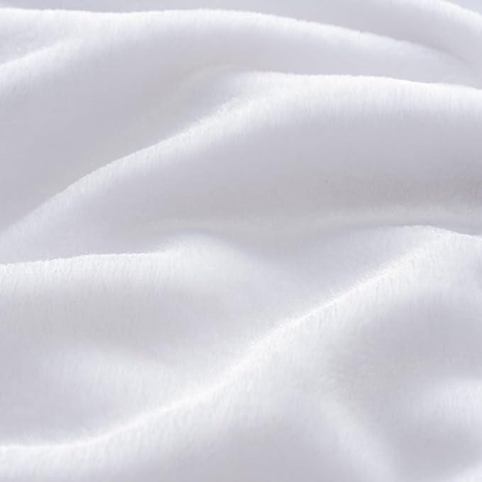Luxury Fleece Warm Blanket, Soft Lightweight Velvety Plush Blanket for Sofa and Bed, Cozy Comfy for All Seasons(True White, 108×90 Inches)
