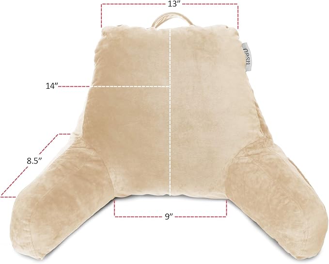 Nestl Reading Pillow for Kids & Teens with Shredded Memory Foam, Backrest Pillows for Reading, Watching, and Gaming, Use on the Couch, Bed, or Floor, Adjustable Support with Washable Cover Beige Cream