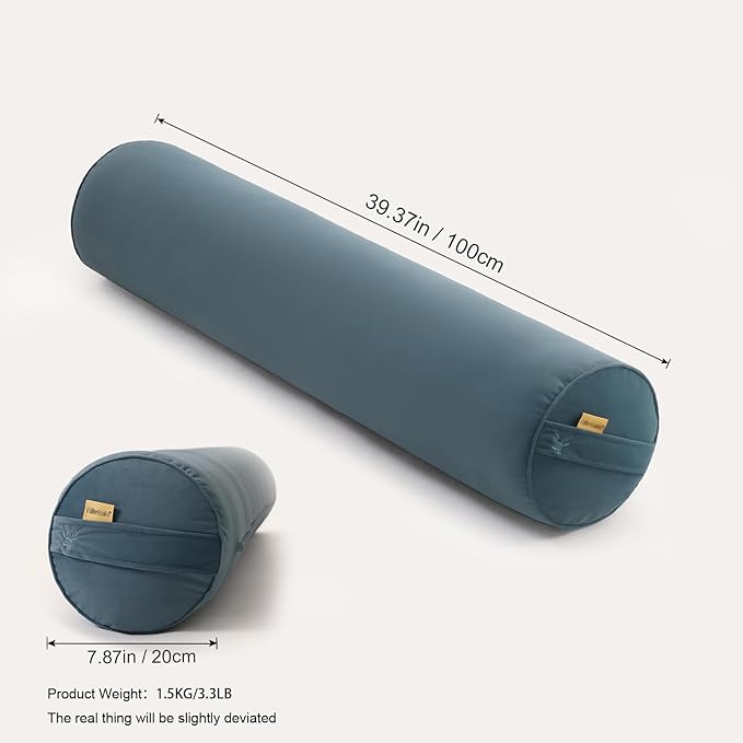 Long Round Body Pillow for Adults – Bolster Pillow for Bed, Cervical Roll Pillow, Firm Support for Sleeping,39.37 x 7.87 Inches,Slate Blue