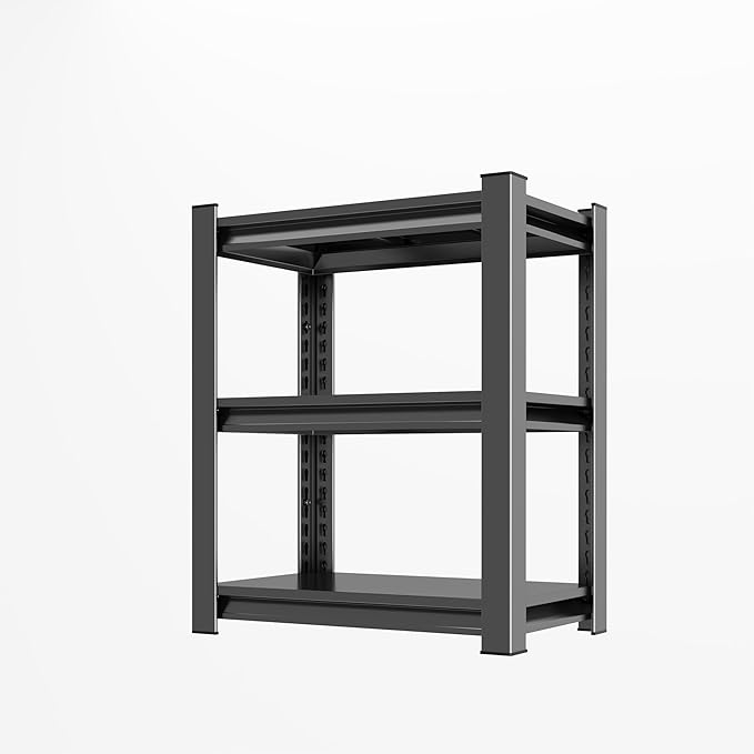 32'' shelving, Garage Metal Shelving Unit, Adjustable, Double-Layer Column with Reinforced Ribs, Heavy-Duty, Capable of Bearing 1800 lbs Suitable for Study,Garage, Warehouse, Kitchen Storage