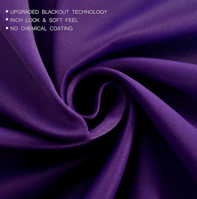 MIUCO 2 Panels Room Darkening Thermal Insulated Grommet Window Blackout Curtains for Bedroom 95 Inches Long Purple