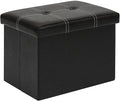 B FSOBEIIALEO Folding Storage Ottoman Cube, Faux Leather Footrest Seat Coffee Table, Black 16.5"x12.6"x12.6"