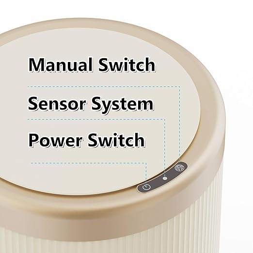 URALFA Automatic Motion Sensor Bathroom Trash Can with Lid, Touchless Trash Bin, Smart Dog Proof Garbage Can, Small Waste Basket for Toilet, Office, Bedroom, 2.8 Gallon, Cream White