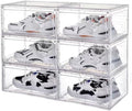Transparent Plastic Stackable Shoe Storage Box, 6 Pack Side Opening Shoe Box, Suitable For Storing And Displaying Sneakers 13'' x 11.2‘ x 7.5’ (Transparent Colour)