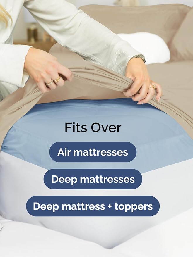 Extra Deep Cal King Sheet Set - 6 Piece Breathable & Cooling Sheets - Hotel Luxury Bed Sheets Set - Easy & Secure Fit - Soft, Wrinkle Free & Comfy Sheets Set - Cream Sheet Set with Extra Deep Pockets