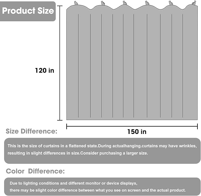 Room Divider Blackout Curtain Track Curtains Wall Dividers Panels Screen for Living Rooms Bedroom Office Privacy Partition Separation, W150 × L120 Inch,1 Panel, Light Grey