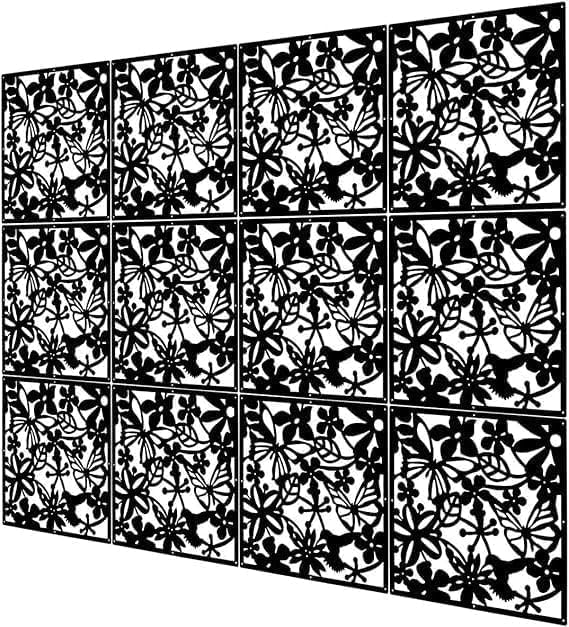 12＋4PCS KEIBIKEIDI Hanging Room Divider Screens Made of Environmentally PVC, Simple and Modern Black Hanging Panel Screen for Decoration Home, Livingroom,Bedroom, Kitchen, Dining Room,Hotel and Bar