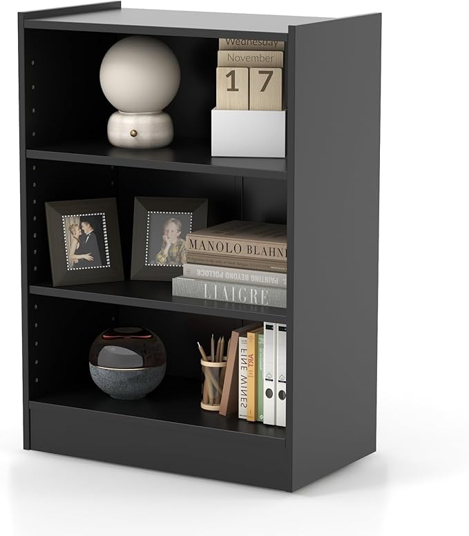 LOKO 3-Tier Open Bookcase, Freestanding Modern 3-Cube Bookshelf with 18-Position Adjustable Shelves & Anti-toppling Devices, Multipurpose Cubical Display Storage Organizer for Living Room Study