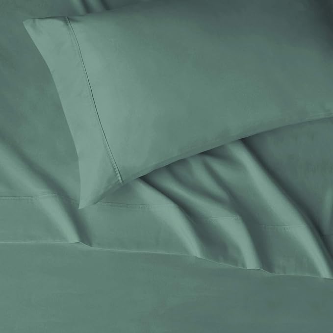 Amazon Basics Lightweight Super Soft Easy Care Wrinkle Free Microfiber 3 Piece Bed Sheet Set with 14-Inch Deep Pockets, Twin, Emerald Green, Solid, Kids, Men & Women Bedding