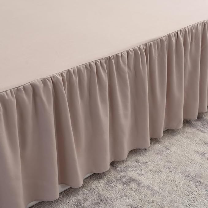 Khaki Bed Skirt Full Size Ruffled Bed Skirt with Split Corners, Full Bed Skirt 12 Inch Drop, Full Size Bed Skirt Khaki for Ruffled Bed Skirt with Split Corners, Bed Skirts Full Size