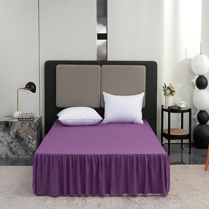 Bed Skirt Full Size Ruffled Bed Skirt with Split Corners, 16 Inch Drop Dust Ruffle Bed Skirts with Platform, Grape
