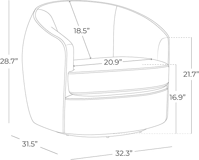 CHITA Swivel Barrel Chair, Modern Comfy FSC Certified Upholstered Faux Leather Accent Chair for Living Room, Fully Assembled, Grey