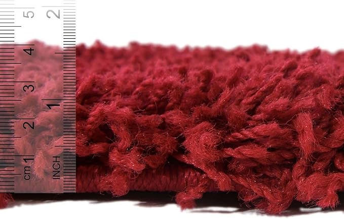 Unique Loom Solid Shag Collection Area Rug (2' 6" x 19' 8" Runner, Cherry Red)