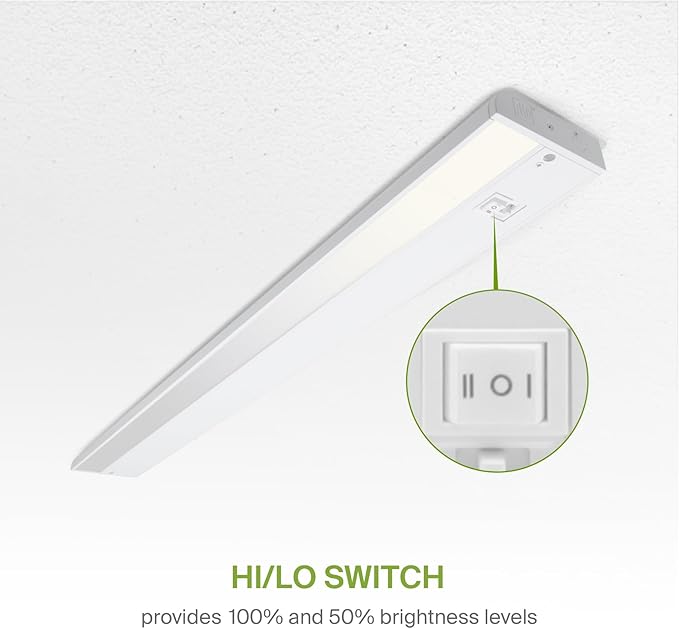 ASD 40 Inch LED Under Cabinet Lighting Plug in or Hardwired, High/Low/Off Switch, 20W 120V 3 CCT 2700K/3000K/4000K CRI90+, Triac Dimmable Linkable Under Counter Lights for Kitchen, ETL Listed, White