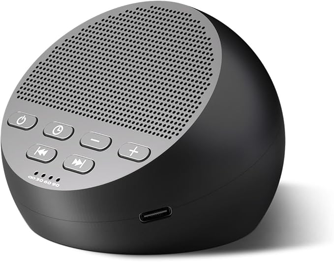 Portable Rechargeable Sound Machine White Noise Machine with 30 Soothing Sounds for Baby Kids Adults 32-Level Vol 4 Timer Brown Noise Sleep Sound Machine for Travel Office Privacy Home