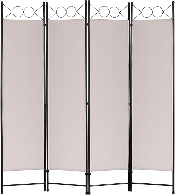 FDW 4 Panel Room Divider and Folding Portable Partition Screen, 6FT Wall Divider Screen for Dorm Bedroom Office, Sand