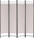 FDW 4 Panel Room Divider and Folding Portable Partition Screen, 6FT Wall Divider Screen for Dorm Bedroom Office, Sand