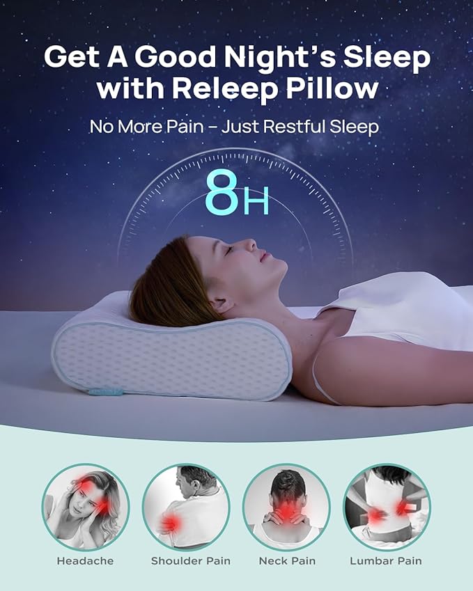 Cervical Neck Pillow, Side Sleeper Pillow for Neck Pain Relief, Adjustable Contour Pillow for Sleeping, Ergonomic Memory Foam Pillow, Orthopedic Cooling Pillow Back Stomach Sleeping, Queen Soft