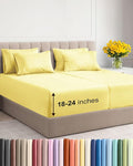 Extra Deep Split King Sheet Set - 7 Piece Breathable and Cooling Sheets - Hotel Luxury Bed Sheets Set - Easy Fit - Soft, Wrinkle Free and Comfy Sheets Set - Yellow Sheet Set with Extra Deep Pockets