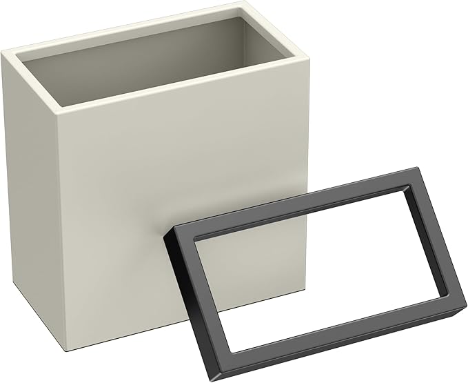 Gatco Modern Rectangle Wastebasket, Matte Pearl and Matte Black Combo - Stainless Steel Trash Can with Removable Lid, Leakproof, 3 Gallon Capacity for Bathroom, Bedroom, Kitchen, or Office