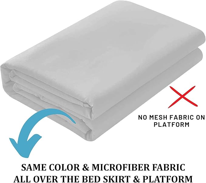 Ruffled Bed Skirt with Split Corners, Light Grey, Full 12 Inch Drop Bedskirt, Hotel Quality Brushed Microfiber Wrinkle Free Dust Ruffle Bed Skirt Full Size
