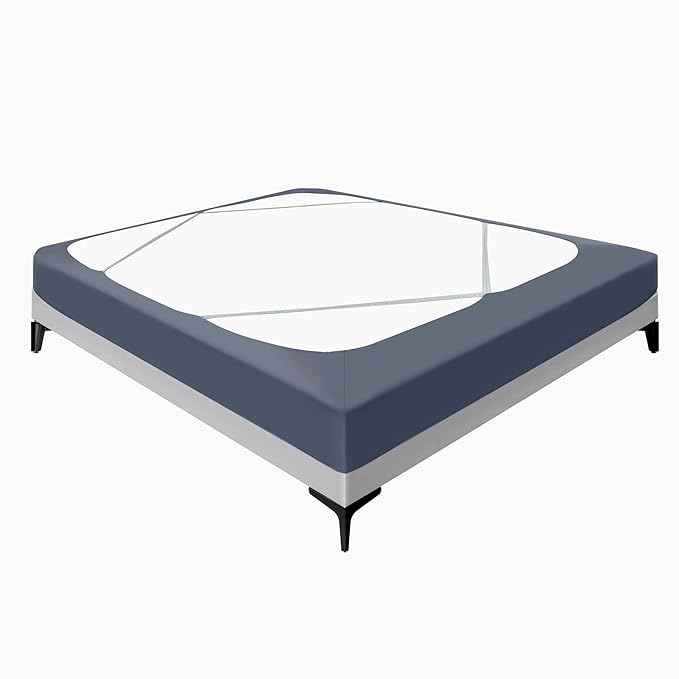 Biscaynebay Decorative Box Spring Cover Queen Size, Dark Grey Jersey Luxurious Jersey Knitting Stretchy Wrap Around 4 Sides Bed Skirt for Home/Hotels, Easy Fit Wrinkle & Fade Free Machine Washable