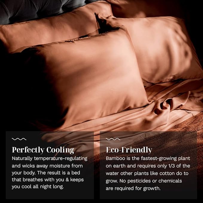 LUXOME Luxury Sheet Set | 100% Rayon (Viscose) from Bamboo | Full Size - Terracotta | Deep Pockets | 4-Piece Set (Fitted, Flat, 2 Pillowcases)