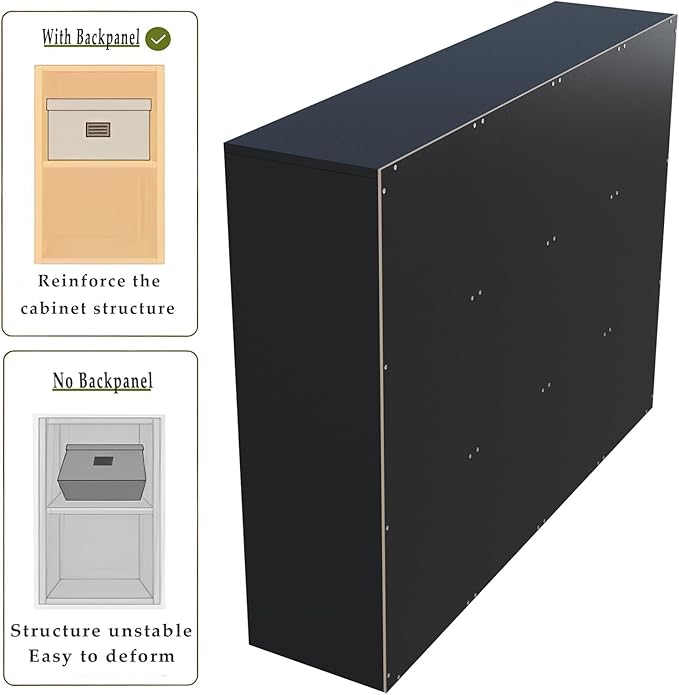 OSCHF 12-Cube Storage Shelf Bookcase - Wooden 3-Tier Floor Standing Open Bookshelf for Home and Office, Display Cabinet, Black