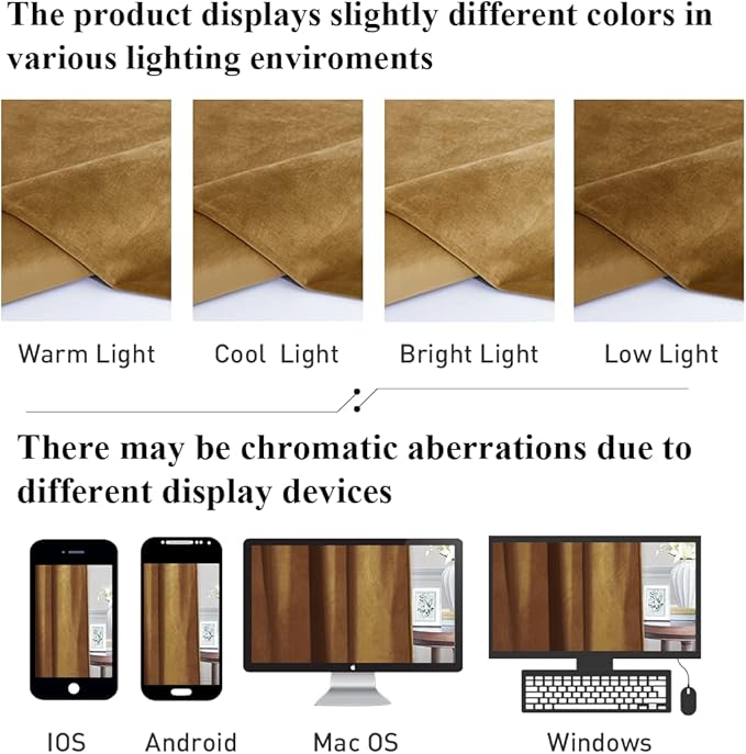 StangH 108 inches Long Gold Brown Velvet Curtains for Bedroom Windows, Thermal Insulated Light Blocking Room Divider Curtains for Sliding Door/Office, W52 x L108, 2 Panels