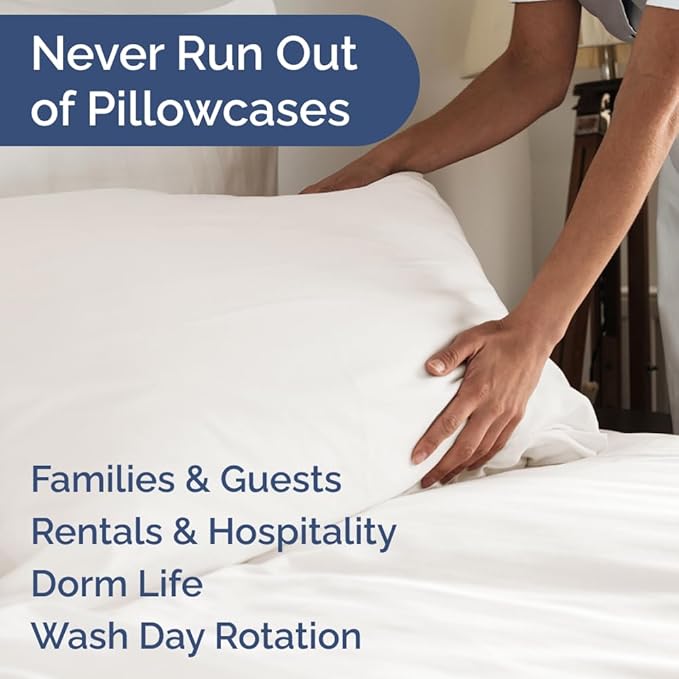King Pillow Cases Set of 8 - Ultra Soft Hotel Quality Pillowcase Covers - Comfy, Cozy & Wrinkle Free - Shrink, Stain & Fade Resistant - Machine Washable Pillow Protectors - 8 Piece Set - Antique White