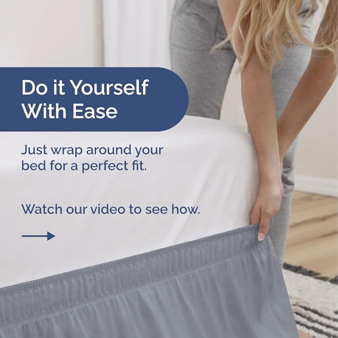 Wrap Around Dust Ruffle Bed Skirt - Steel Blue - Twin/Twin XL Size Beds w/ 12 Inch Drop - Easy Fit Elastic - Adjustable Pleated Bedskirt w/Brushed Fabric - Wrinkle Free, Women, Men, Kids & Teens