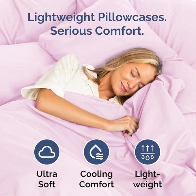 Queen Pillow Cases Set of 2 - Ultra Soft Hotel Quality Pillowcase Covers - Comfy, Cozy & Wrinkle Free - Shrinkage, Stain and Fade Resistant - Machine Washable Pillow Protectors - 2 Piece Set - Pink