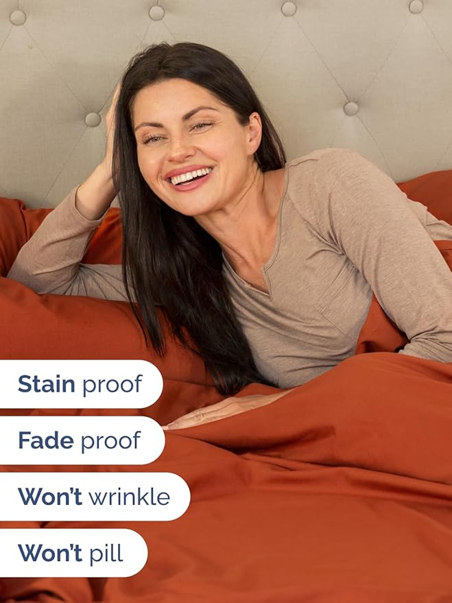 Extra Deep Twin Sheet Set - 4 Piece Breathable & Cooling Sheets - Hotel Luxury Bed Sheets Set - Easy & Secure Fit - Soft, Wrinkle Free & Comfy Sheets Set - Terracotta Sheet Set with Extra Deep Pockets
