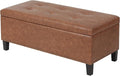 Joveco 41 Inches Storage Ottoman Bench,Microfiber Button Tufted Footstool Ottoman Bench with Nailhead Trim for Bedroom (Chocolate Brown)