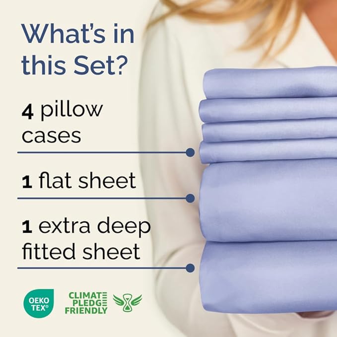 Extra Deep King Sheet Set - 6 Piece Breathable & Cooling Sheets - Hotel Luxury Bed Sheets Set - Easy & Secure Fit - Soft, Wrinkle Free & Comfy Sheets Set - Lavender Sheet Set with Extra Deep Pockets