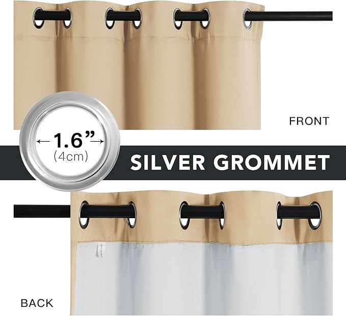 RYB HOME Soundproof & Dust Particle Filtering Curtains Thick Panel Draft Block Window Treatment Totally Room Darkening Drapes for Nursery Daytime Sleeping, Biscotti Beige, W52 x L95 inch, 2 Panel