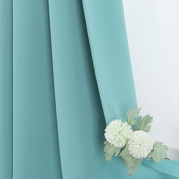 ChrisDowa Small Kitchen Valances for Windows - Grommet Short Thermal Insulated Room Darkening Window Valances Curtains for Living Room (2 Panels, Aqua, 52 x 18 Inch)