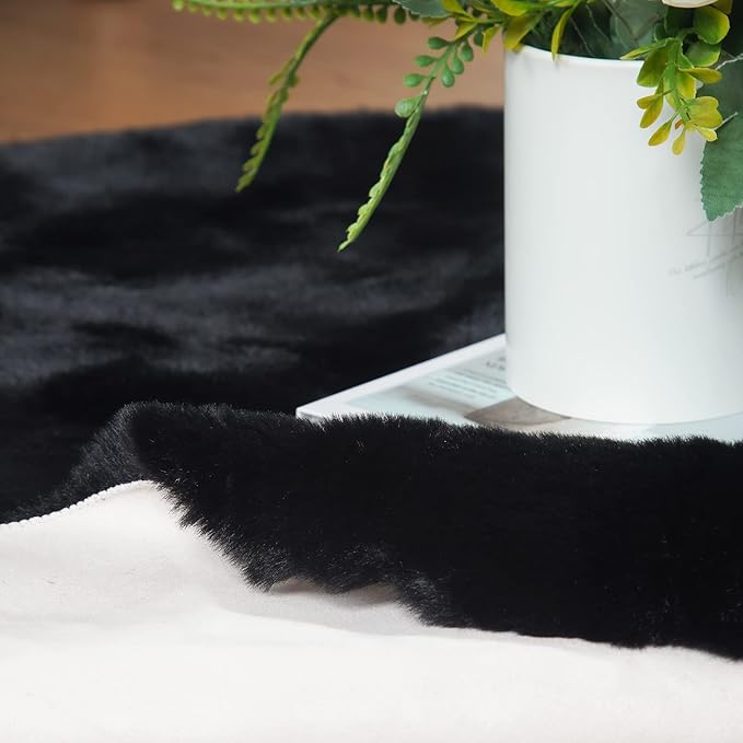 Black Fluffy Living Room Furry Rugs for Living Room Washable Shaggy Area Rugs for Bedroom 4x6 Rug for Nursery Decor