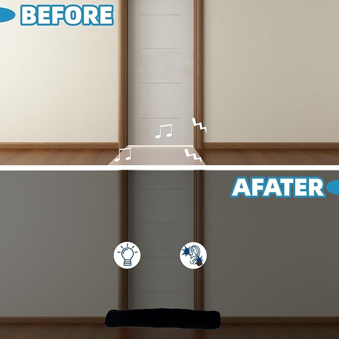 Door Draft Stopper 36 Inches Length x 4 Inches Width, Weighted Under Door Noise Blocker, Heavy Duty Under Door Draft Blocker Bottom Door Seal Noise and Air, Door Guard Saving Energy - Black
